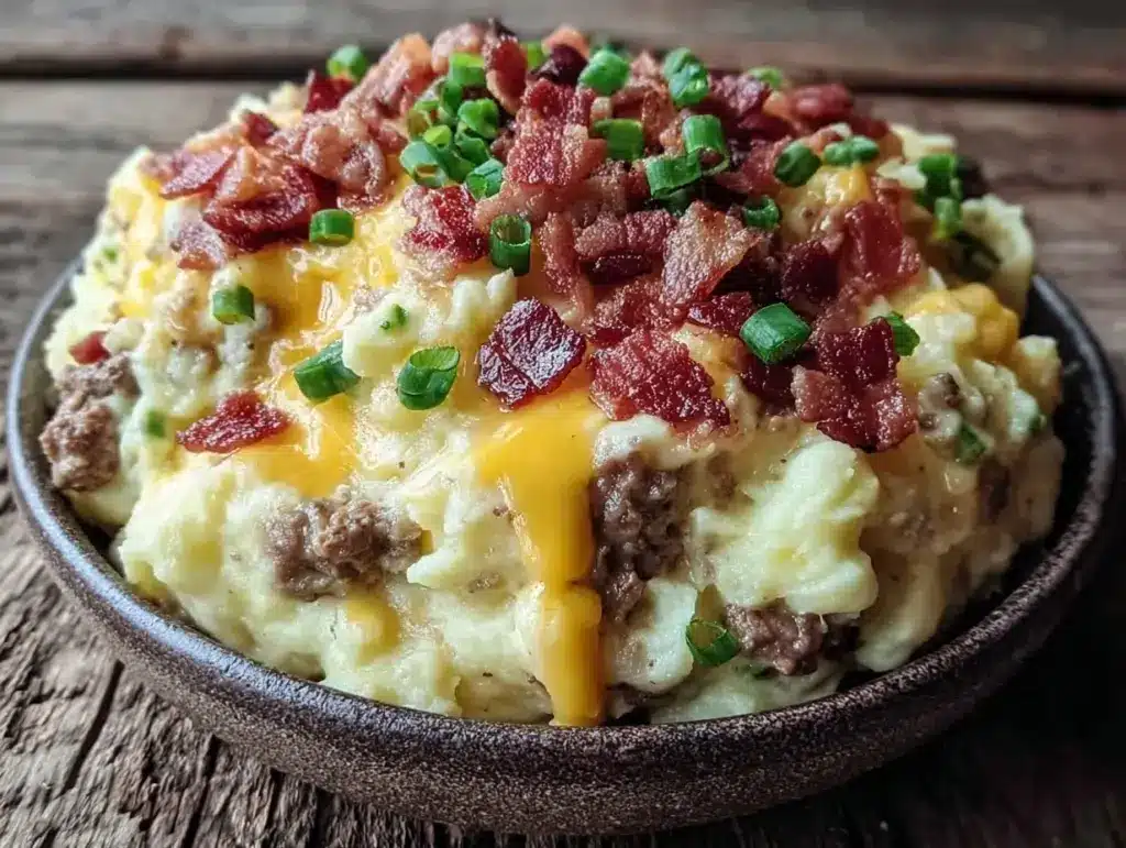 creamy cheeseburger potato soup - featured image