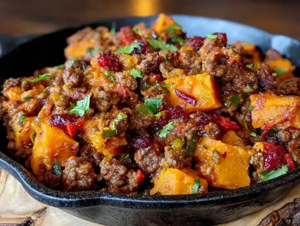 ground turkey sweet potato skillet - featured image