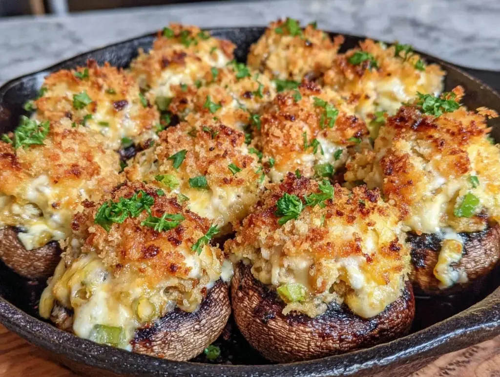 jalapeno popper stuffed mushrooms - featured image
