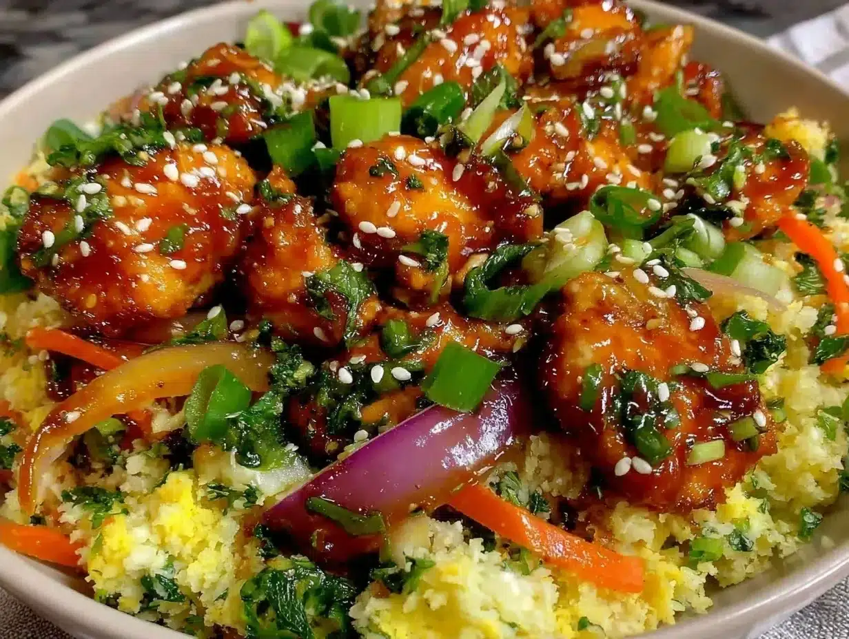 Low-Carb Cauliflower Fried Rice with Sesame Ginger Chicken: Gentle Dinner Idea 4 low-carb cauliflower fried rice with sesame ginger chicken preparation steps