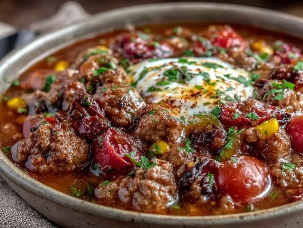slow cooker ground beef taco soup - featured image
