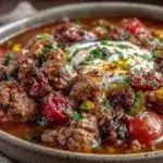 slow cooker ground beef taco soup - featured image
