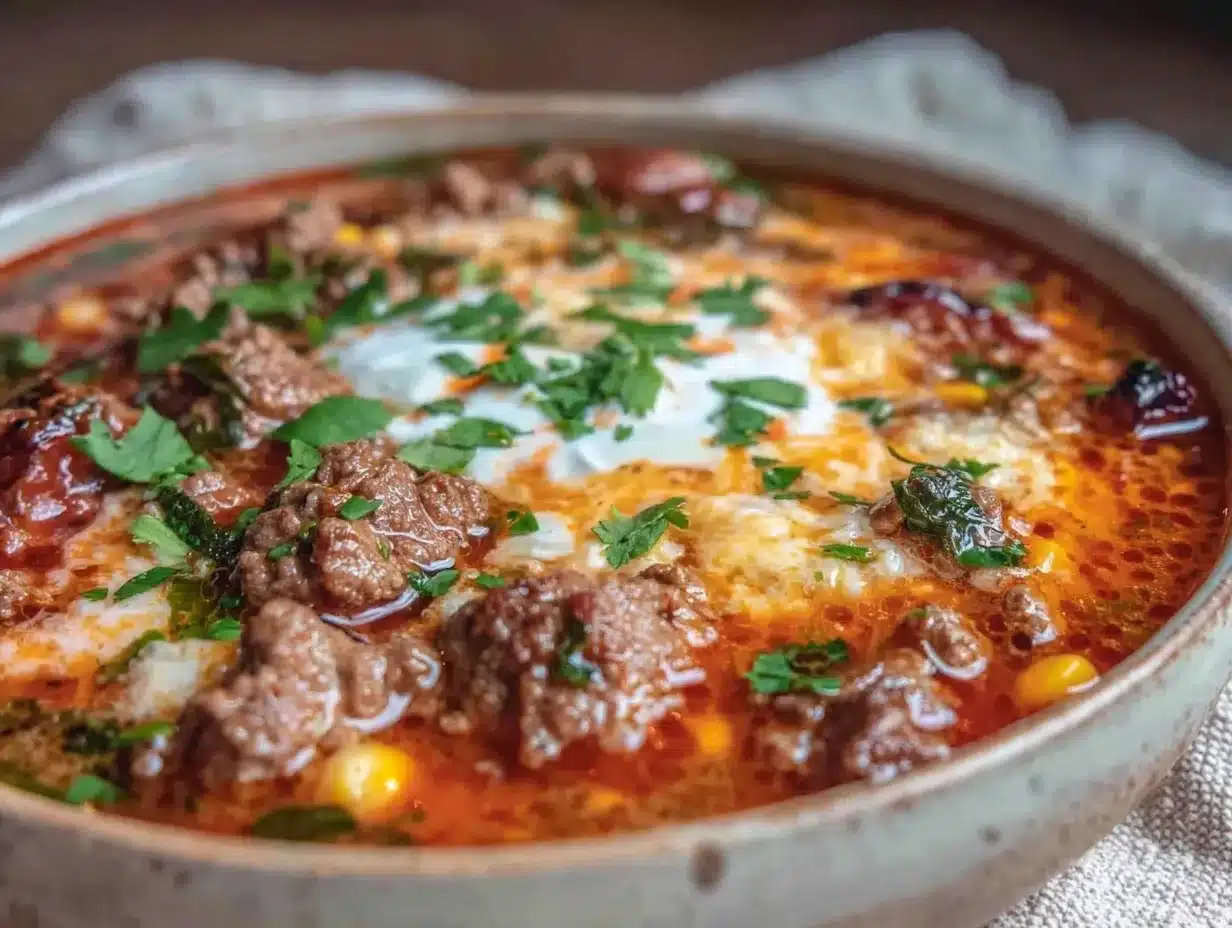 Slow Cooker Ground Beef Taco Soup: 5-Ingredient Dinner 4 slow cooker ground beef taco soup preparation steps