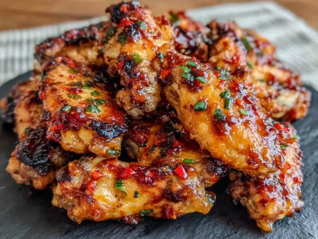 sticky honey garlic chicken wings - featured image