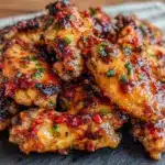 sticky honey garlic chicken wings - featured image